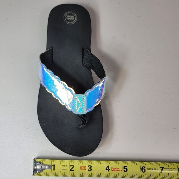 2/$15 Wonder Nation Girls Flip Flop Sandals Black Pastel Iridescent Scallop READ - Picture 13 of 13
